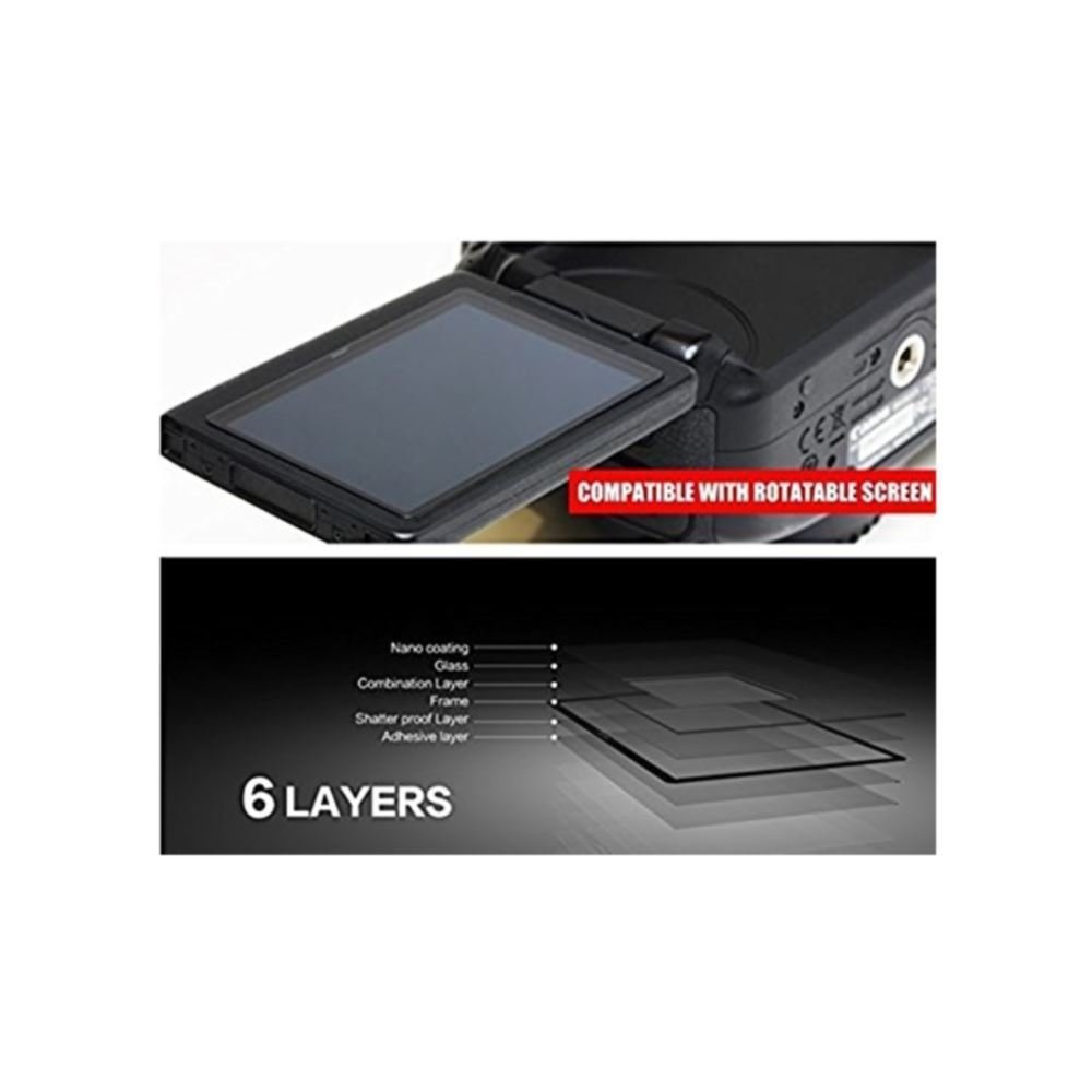 GGS LARMOR Self-Adhesive Optical Glass LCD Screen Protector for Canon EOS 77D - HD Clear Scratch-Resistant Protection - Perfect for Outdoor Photography & Travel
