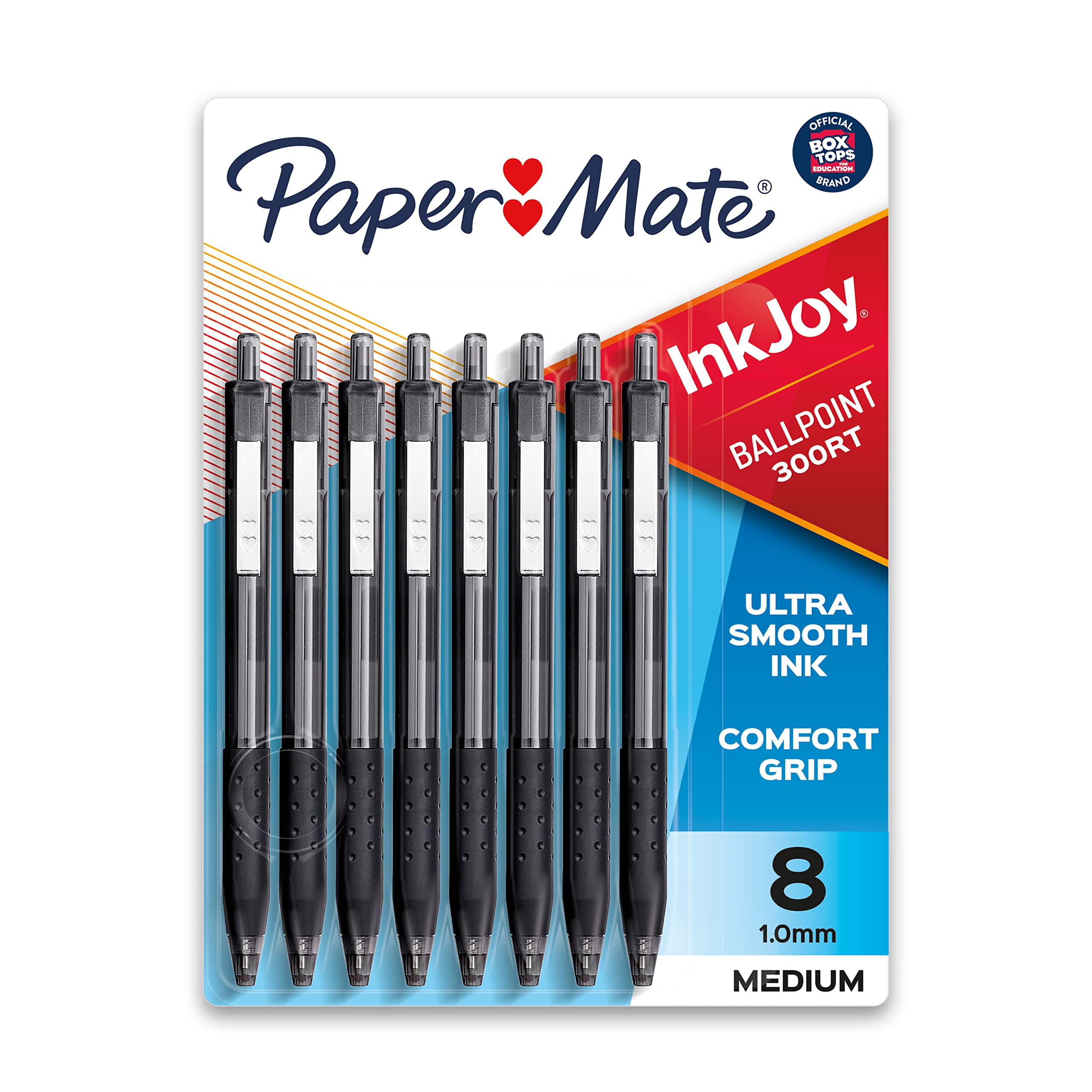 Paper Mate InkJoy 300RT Retractable Ballpoint Pens - 1.0mm Medium Point, Black Ink, 8-Pack for Office, School & Everyday Writing Needs
