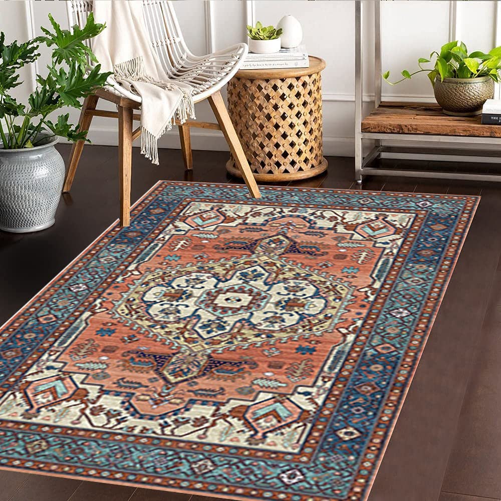 Xinlife Vintage Rug 2.6'x4' Traditional Persian Oriental Washable Non-Slip Soft Area Rug - Perfect for Bedroom, Kitchen, Hallway, Entryway & Doorway Decor