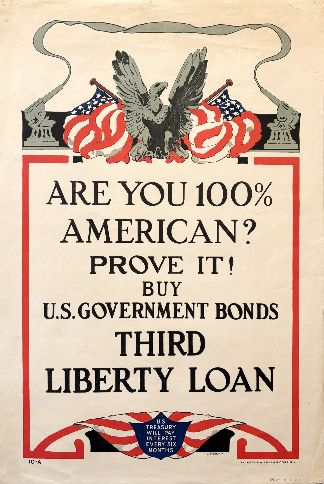 Authentic 1917 WWI American Propaganda Poster 'Are You 100% American?' - Linen Backed Vintage War Memorabilia for Home Decor & History Collectors