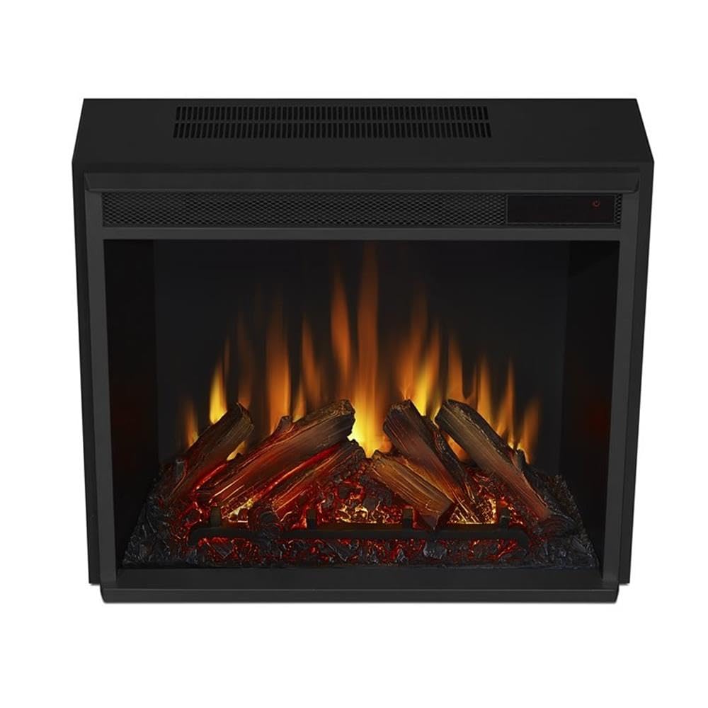 BOWERY HILL 1500W Black Electric Fireplace Heater with Remote Control, Adjustable LED Flame, Steel Firebox Mantel - Perfect for Living Room, Bedroom & Office Heating