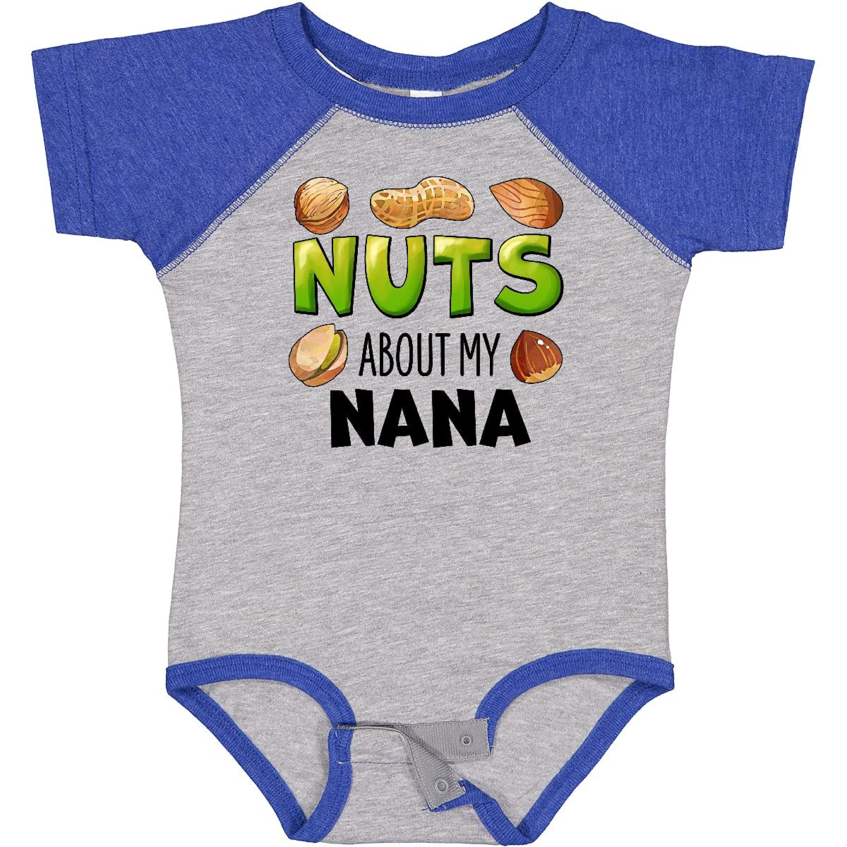Inktastic 'Nuts About My Nana' Peanut Almond Pistachio Baby Bodysuit - Cute Outfit for Grandparents Day, Family Reunions & Photo Shoots