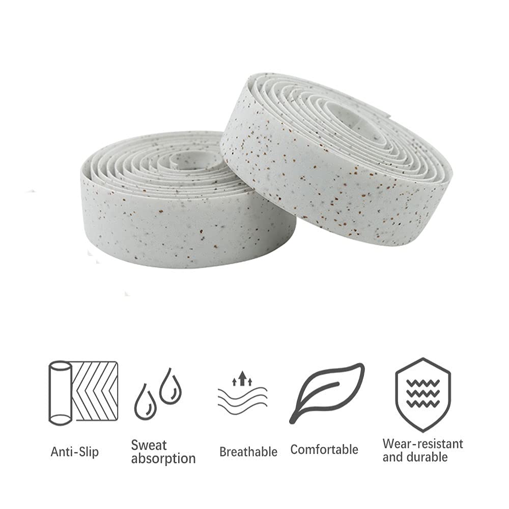 1 Pair Shock-Absorbing Bicycle Handlebar Tape - Soft Silicone & EVA Foam Grip for Road Bikes with End Plugs - Comfortable Cycling Accessories for Long-Distance Rides and Commuting