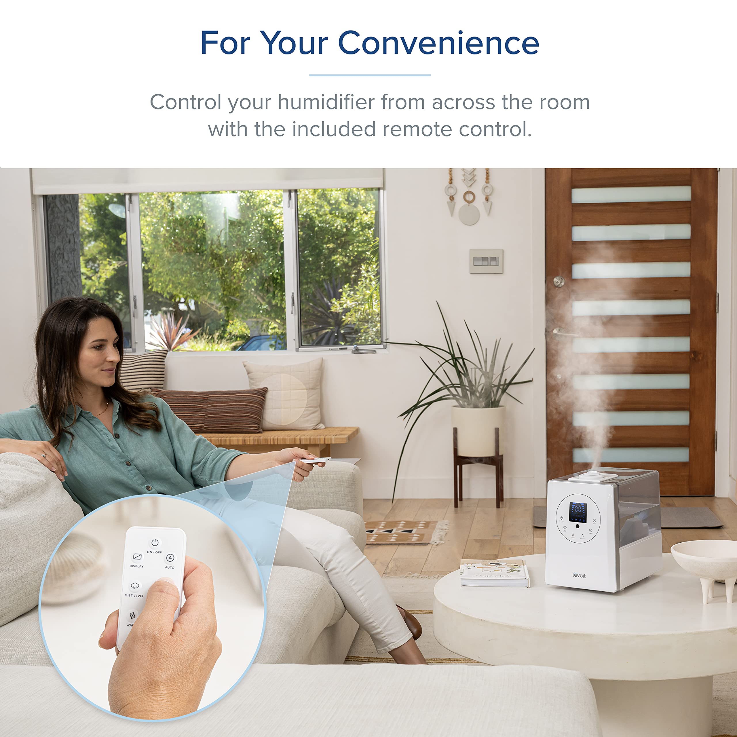 LEVOIT 6L Warm and Cool Mist Humidifier for Large Room | Bedroom & Plant Humidifier with Remote Control, Essential Oil Diffuser, Filterless, Auto Mode, 60H Runtime | Perfect for Home, Office, Nursery & Dry Climate Relief