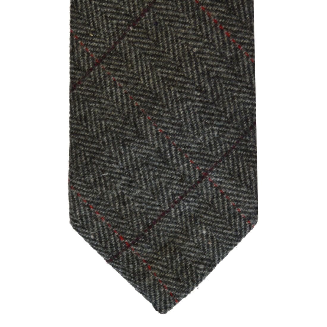 LA Smith Grey Check Tweed Tie for Men - Classic Vintage Style Necktie for Business, Wedding & Formal Occasions
