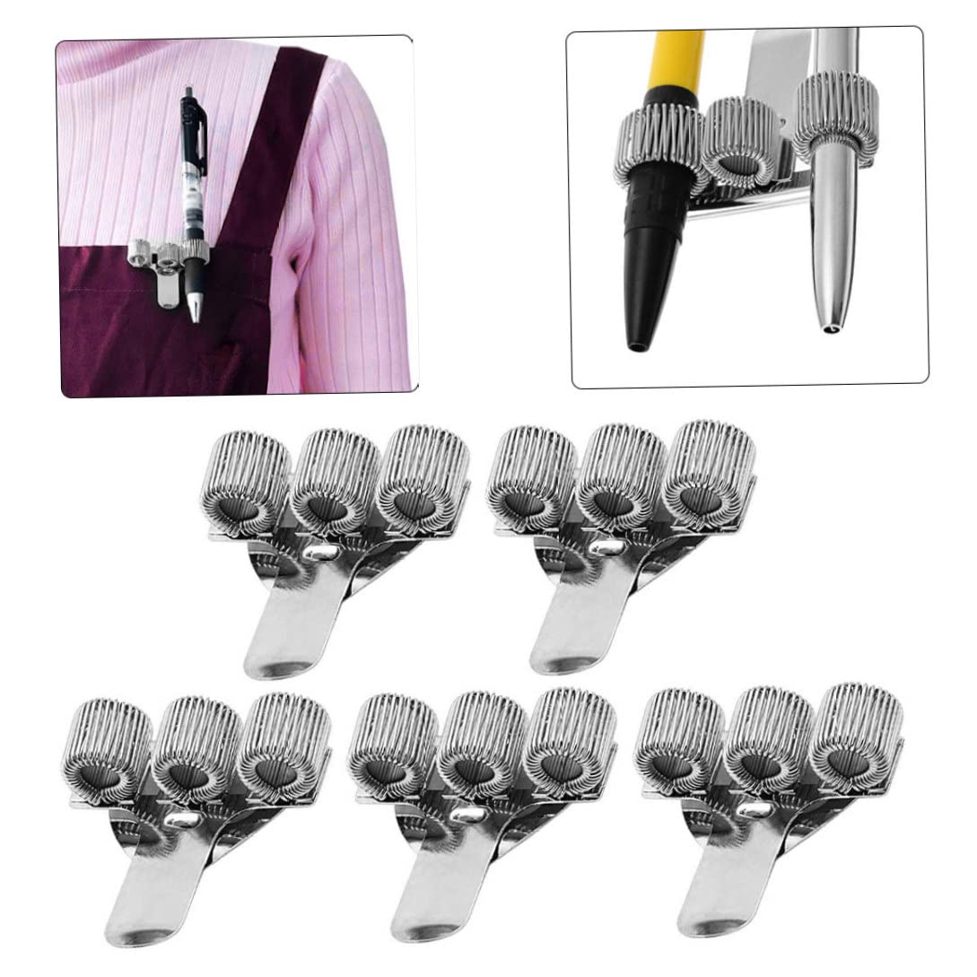 Triple Metal Pen Holder with Spring Loop & Pocket Clip - 5-Pack for Notebooks, Clipboards, Office & School Supplies | Perfect for Organizing Pens, Pencils & Markers