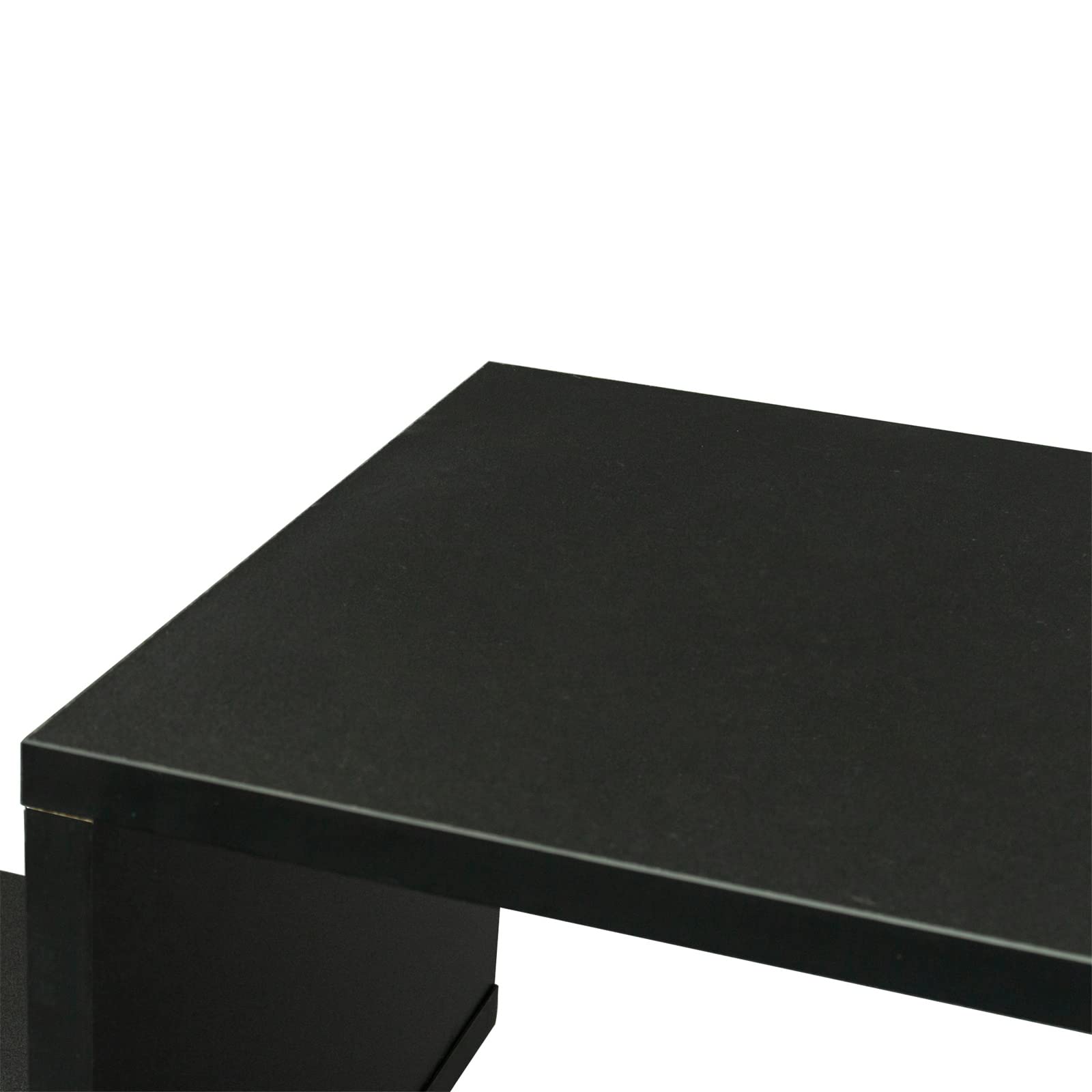 Modern Wood TV Stand with Storage Shelves - Black Entertainment Center for Flat Screen TVs | Free Combination Display Shelf & Bookcase | Perfect for Living Room Home Theater Setup