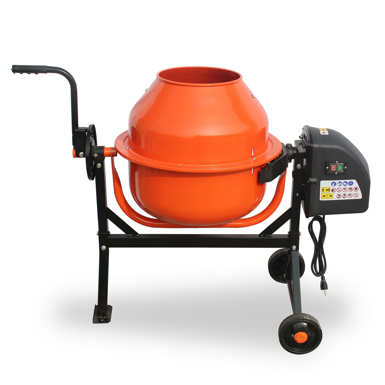 Electric Cement Mixer 3 Cu. Ft. - Portable Power Concrete Mixer with Wheels & Stand for Mud, Stucco, Mortar - Ideal for DIY Projects, Construction Sites & Home Renovations