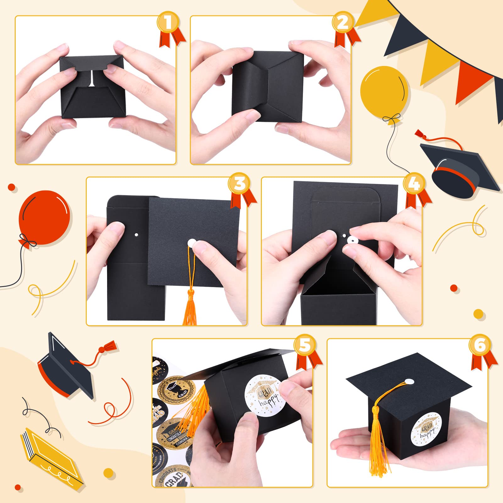 Kesote 24 Pack Graduation Party Favors 2025 - Grad Cap Candy Boxes for Chocolate Gifts & Goody Bags, Perfect for High School/College Graduation Celebrations, Commencement Ceremonies & Senior Party Supplies