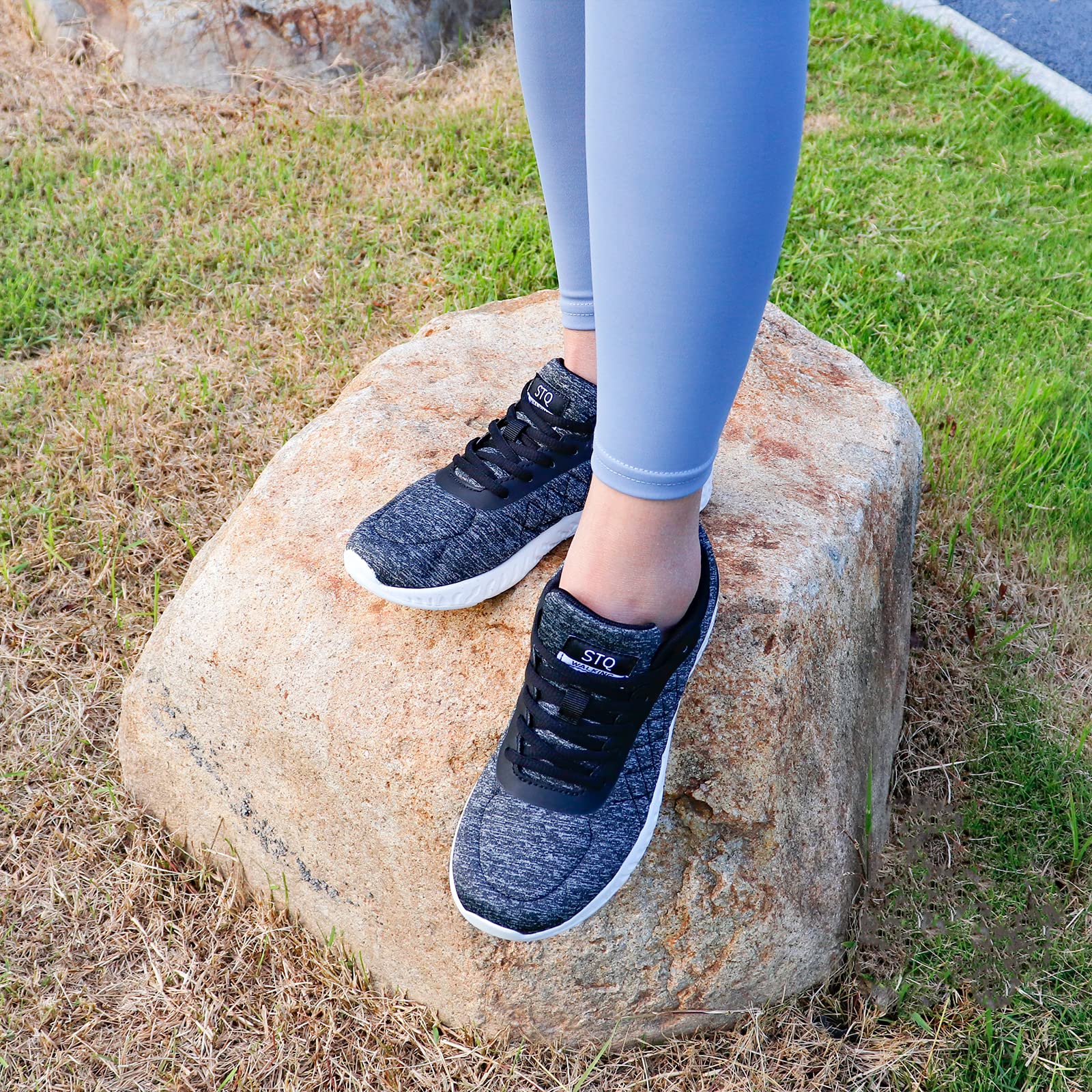 STQ Women's Lightweight Walking Shoes - Comfortable Lace-Up Tennis Sneakers for Walking, Running & Gym Workouts - Perfect for Travel, Work & Everyday Wear