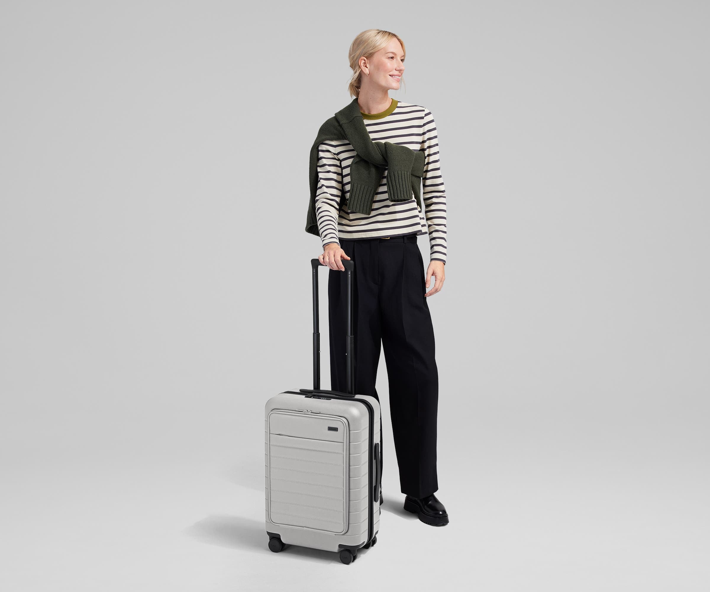 Executive Bigger Carry On Luggage in Cloud Gray - Spacious & Stylish Travel Suitcase for Business Trips & Weekend Getaways
