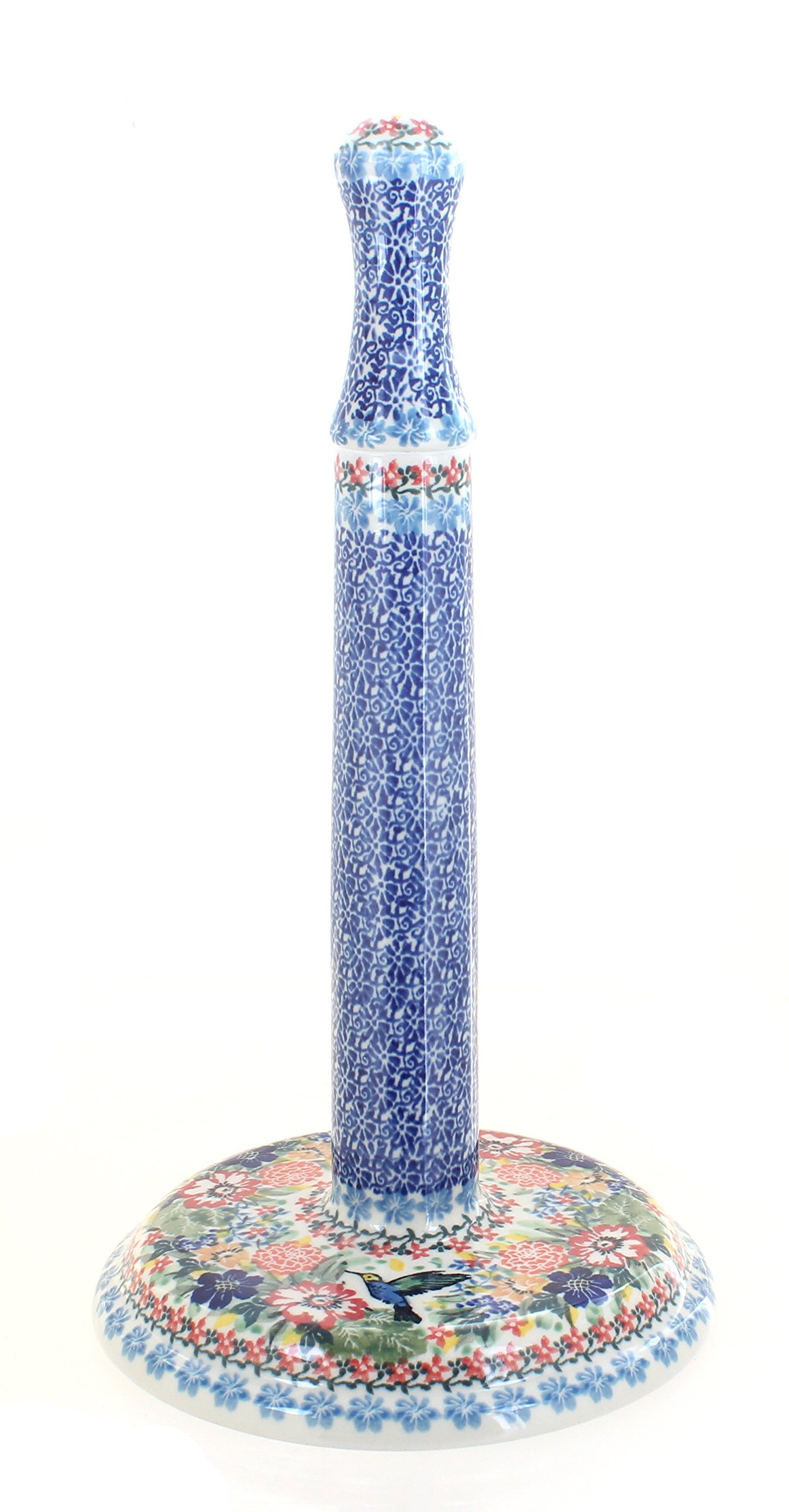 Blue Rose Polish Pottery Hummingbird Paper Towel Holder - Handcrafted Ceramic Kitchen Decor for Farmhouse, Cottage & Vintage Style Homes - Perfect for Kitchen Countertops, Dining Tables & Gift Giving