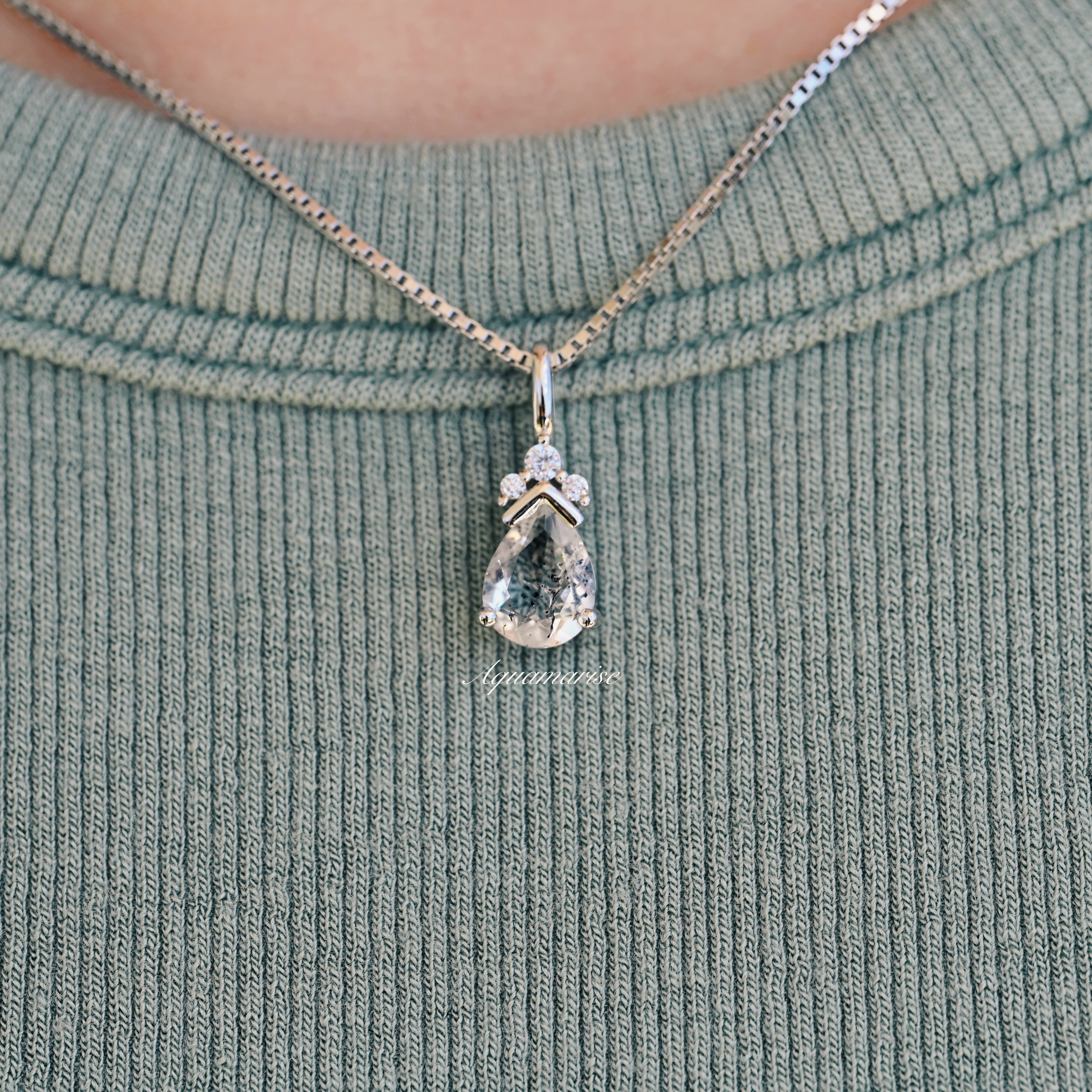 Galaxy Raw Salt & Pepper Diamond (Herkimer Diamond) Sterling Silver Pendant Necklace - Unique Boho Jewelry for Women, Perfect for Everyday Wear & Special Occasions