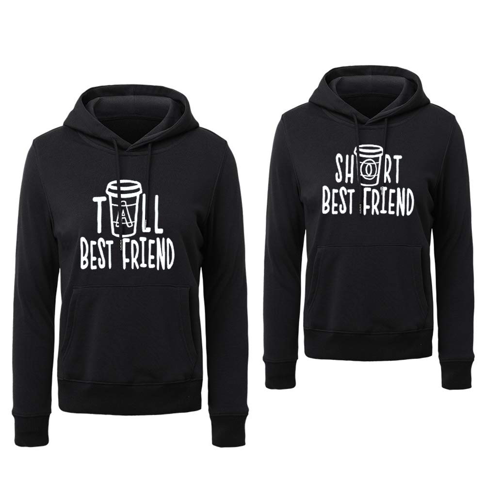 Best Friends Matching Hoodies for 2 Girls - Tall & Short BFF Sweatshirts | Couple Pullover Sweaters for Women | Perfect for Birthday Gifts, Christmas Presents, and Twin Outfits