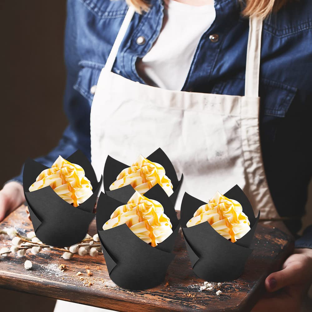 100-Count Natural Tulip Muffin Baking Cups - Standard Size Cupcake Liners for Baking, Weddings, Birthdays & Holidays | Perfect for Christmas, Baby Showers, Anniversaries & Party Desserts