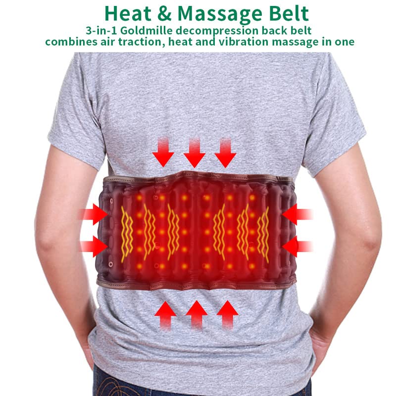 Heated Back Massager Belt for Pain Relief - Rechargeable Lumbar Support with Heating & Vibration Therapy, Adjustable Waist 29-49 inches - Perfect for Office, Home & Travel Use