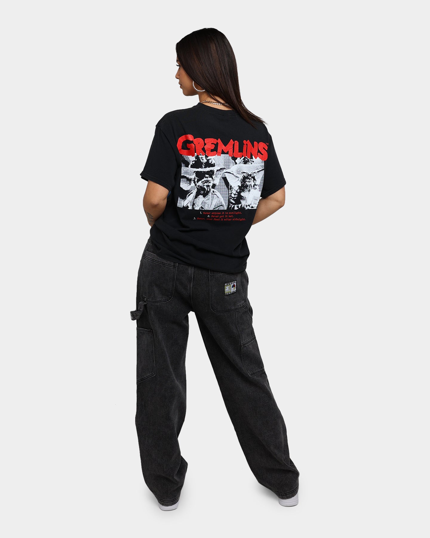 Vintage Gremlins Graphic T-Shirt - Black Distressed Style | American Thrift Retro Tee for Movie Fans & 80s Nostalgia | Perfect for Casual Wear, Cosplay & Pop Culture Events