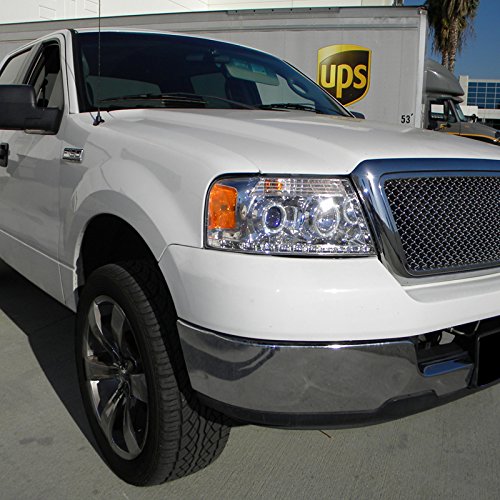 Spec-D Tuning 2LHP-F15004-8-RS LED Halo Projector Headlights for Ford F150 - Chrome Clear Lens with R8 Halo Rings - Upgrade Your Truck's Lighting for Night Driving & Off-Road Adventures