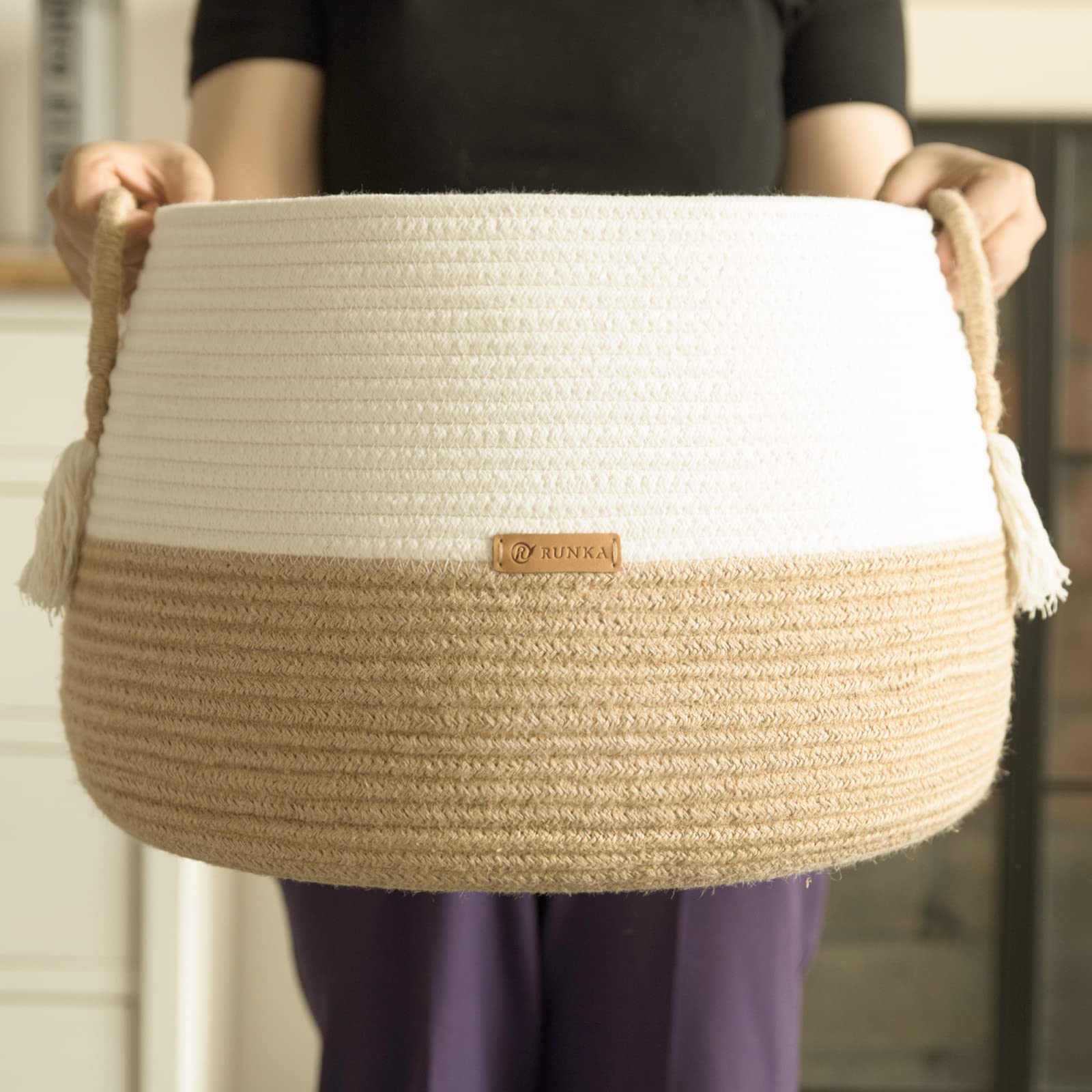 Boho Cotton Rope Storage Basket 11.8