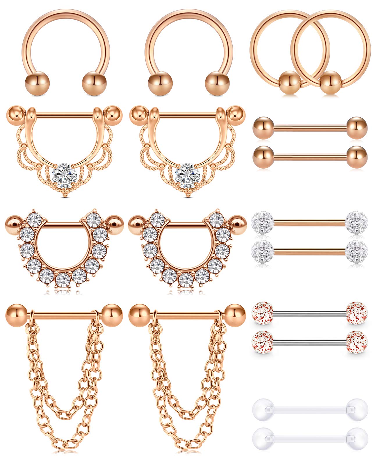 LAURITAMI 14G Surgical Steel Nipple Rings for Women - Straight Barbell Piercing Jewelry Set with CZ Stones - Perfect for Nipple, Tongue, and Body Piercings - Ideal for Everyday Wear, Parties, and Special Occasions