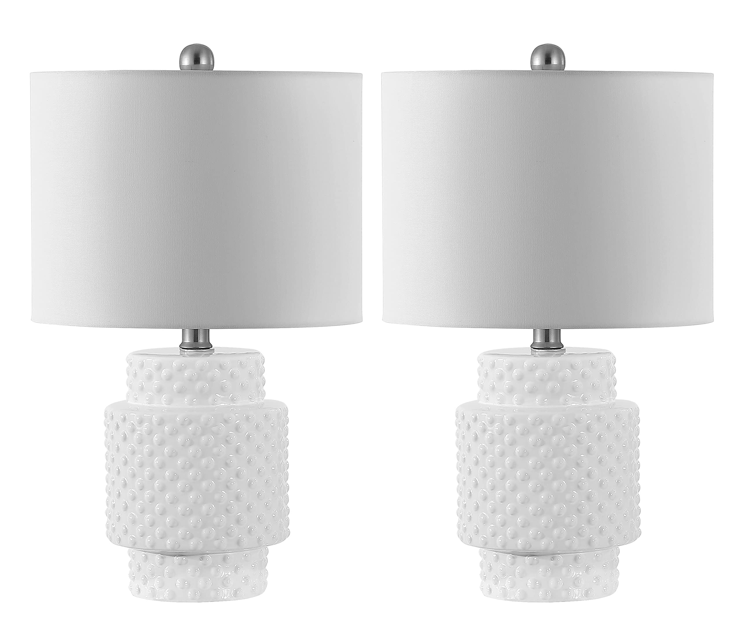 SAFAVIEH Lighting Collection Sonter Modern White 21-inch Table Lamp Set of 2 with LED Bulbs - Perfect for Bedroom, Living Room, Home Office & Nightstand Lighting