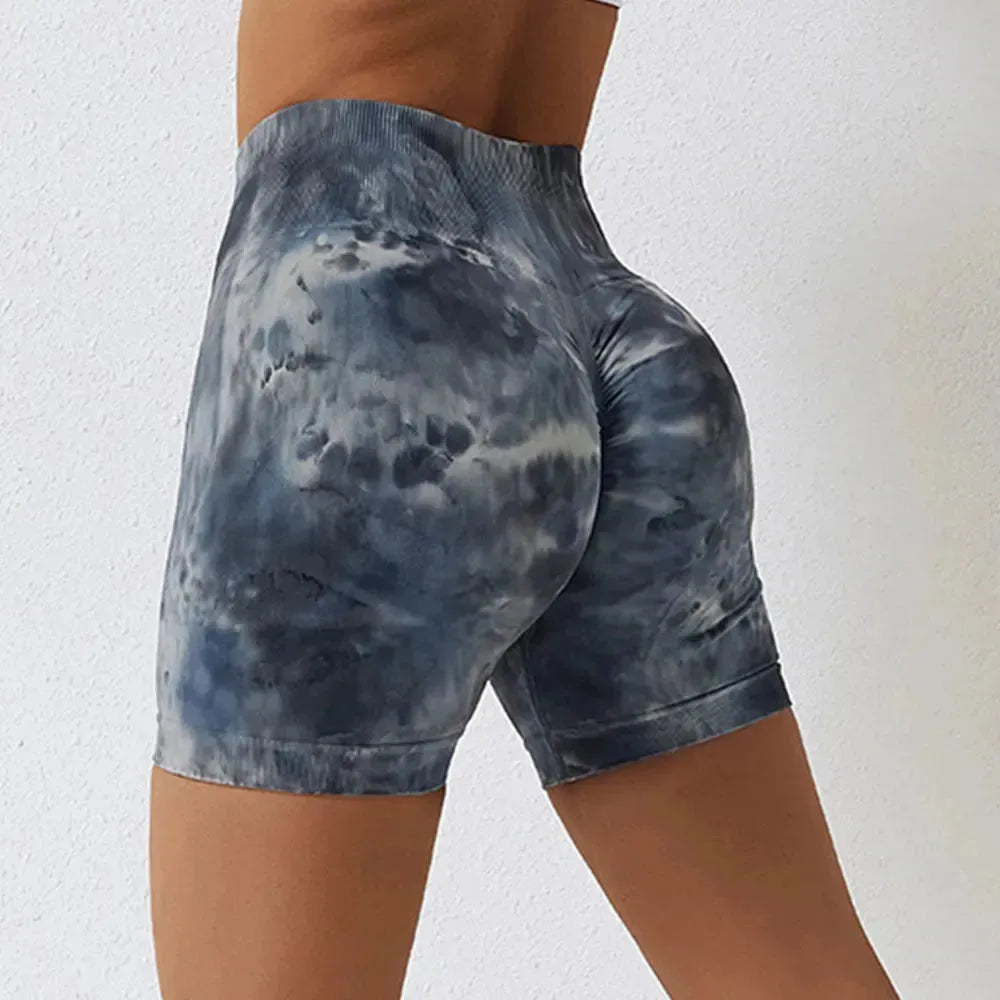 Sexy Tie Dye High Waist Quick Dry Yoga Shorts for Women - Seamless Workout Shorts with Hip Lift & Push Up Design - Perfect for Yoga, Gym, Running & Summer Outdoor Activities