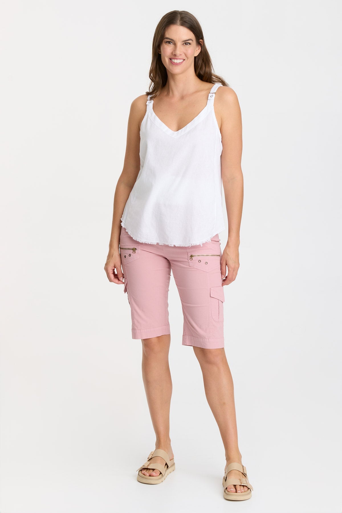 Linen Theroux Tank Top for Women - Soft Breathable Summer Casual Shirt - Perfect for Beach, Travel, and Everyday Wear
