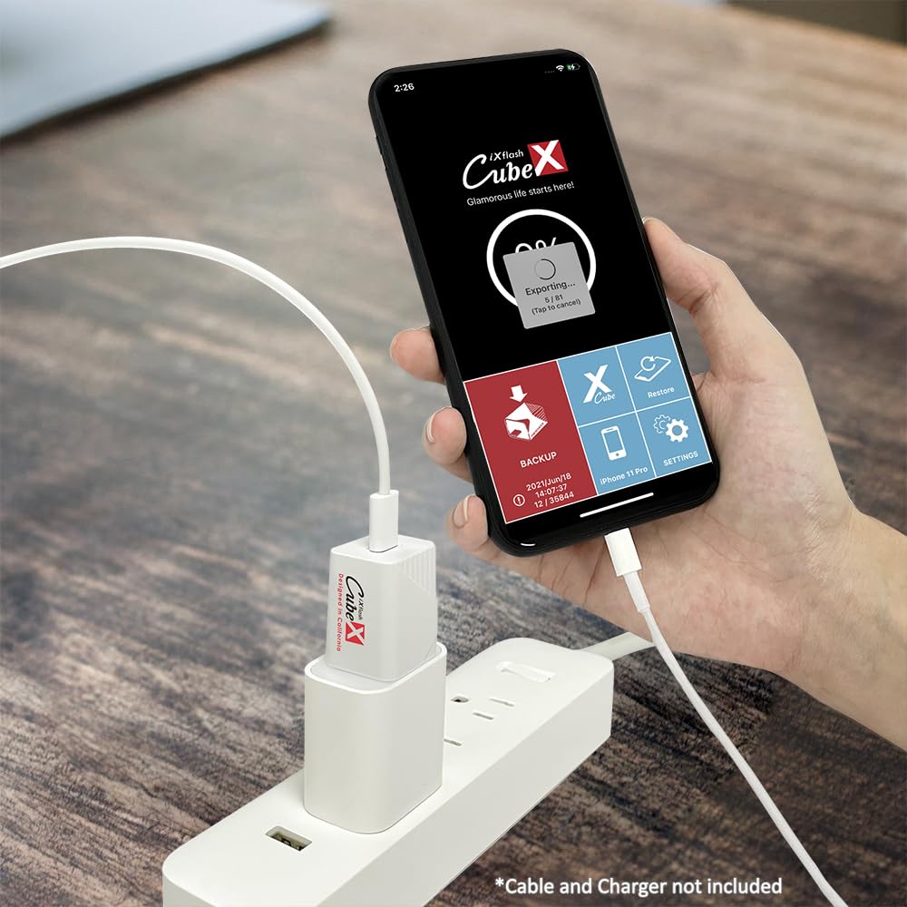 iXflash Cube 1TB MFi Certified USB-C Photo Storage Device - Auto Backup Photos & Videos for iPhone & iPad - Fast Charging & Portable Memory Solution for Travel, Photography & Content Creators