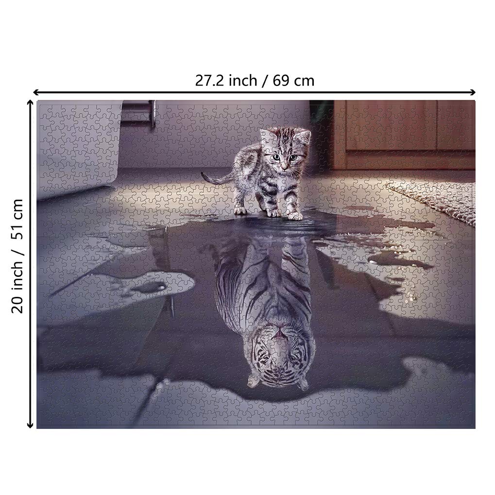 1000 Piece Jigsaw Puzzle for Adults & Teens - Tiger Cat Animal Puzzle - Challenging & Relaxing Brain Game for Family Bonding, Stress Relief & Home Decor