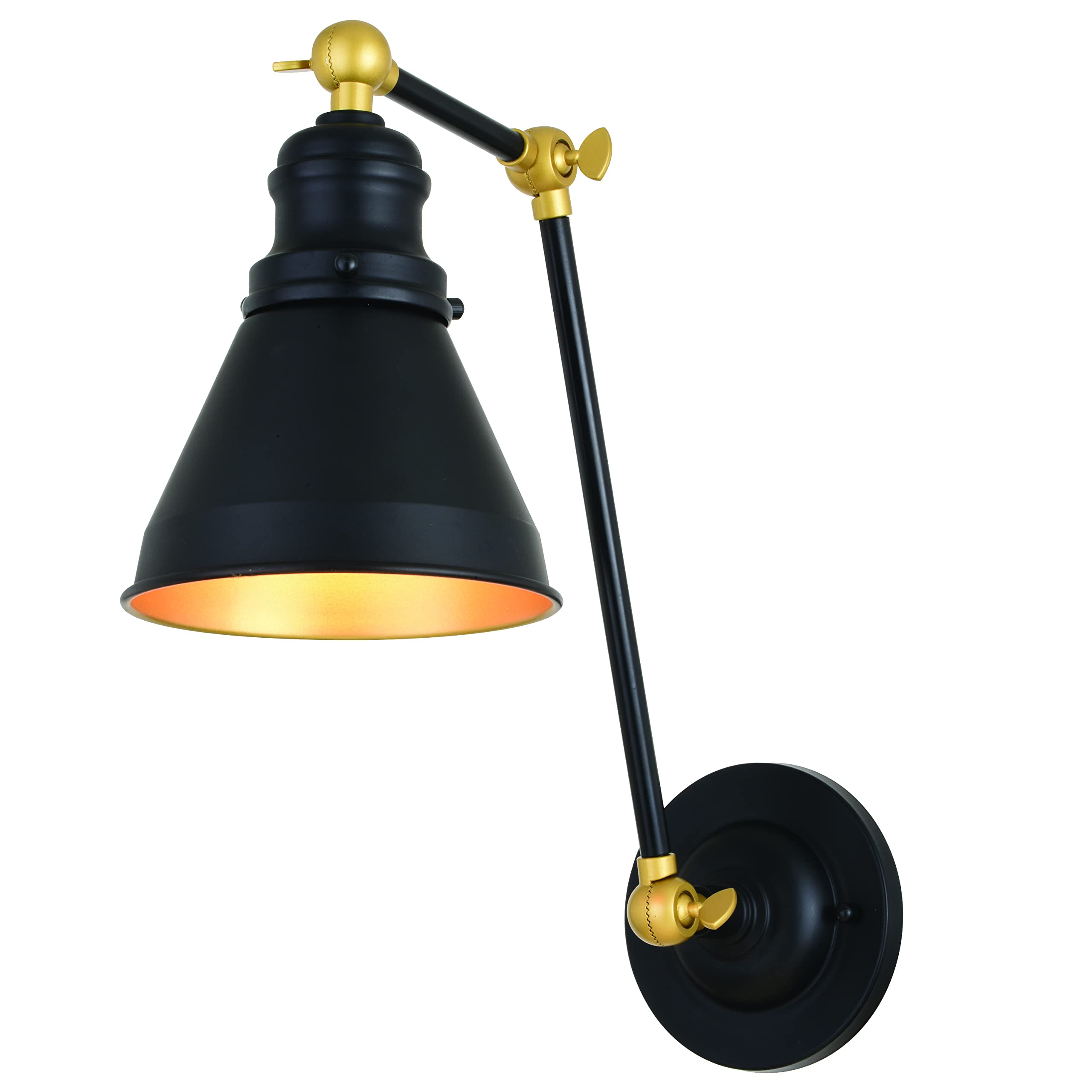VAXCEL Alexis 6-Inch Adjustable Swing Arm Wall Lamp - Oil Rubbed Bronze & Satin Gold Finish with Metal Shade - Perfect for Bedroom Reading, Office Task Lighting & Living Room Decor
