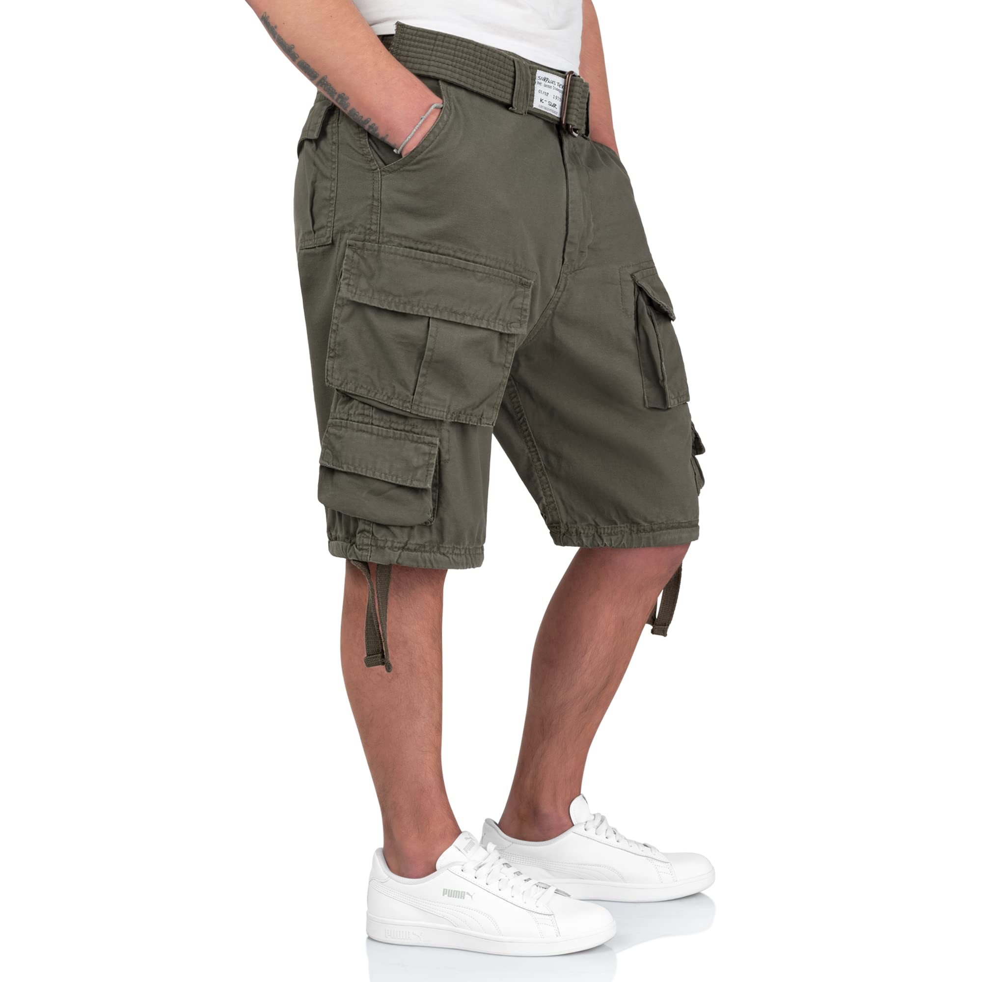 Men's Olive Green Division Shorts - Lightweight Quick-Dry Casual Athletic Shorts for Running, Gym, and Outdoor Activities