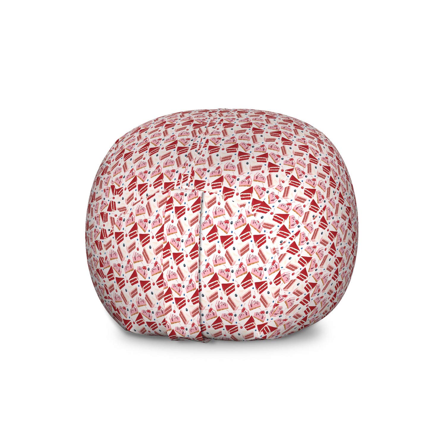 Ambesonne Dessert Storage Toy Bag Chair - Creamy Cake Slices with Cherries & Blackberries Design - Large Washable Stuffed Animal Organizer (White & Multicolor) - Perfect for Kids' Room, Nursery Storage & Playroom Organization