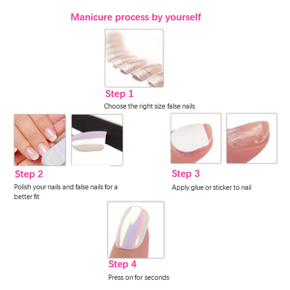 24Pcs Matte Medium Long Round Press On False Nails - Grey Purple Acrylic Full Coverage Fake Nails for Women | Natural Look, Easy Application, Perfect for Parties, Weddings & Special Occasions