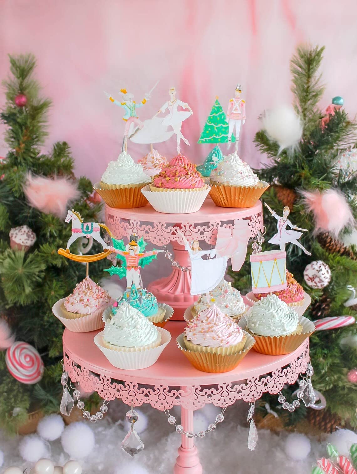 Nutcracker Ballet Cupcake Toppers - 12pcs Christmas Party Decorations for Holiday Baking, Birthday Cakes & DIY Desserts - Perfect for Christmas Parties, Baby Showers & Wedding Celebrations