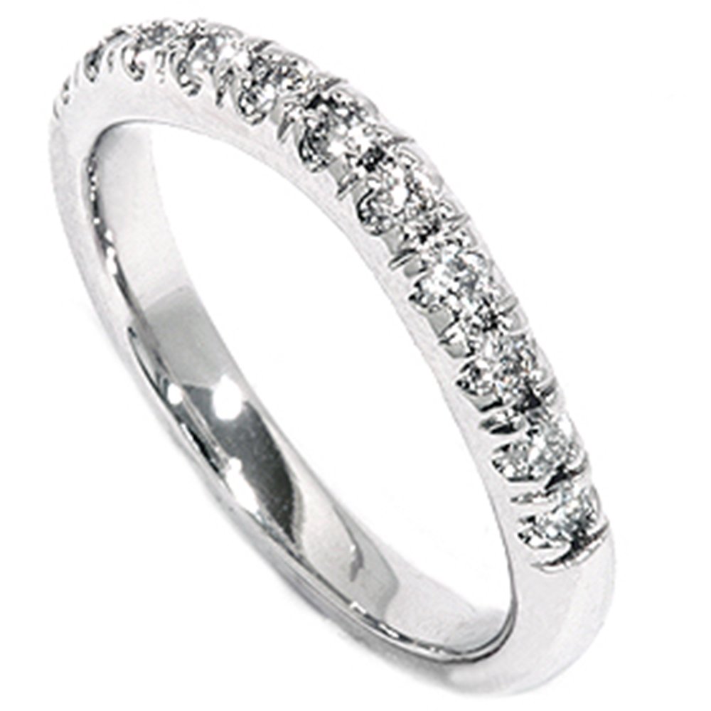 14K White Gold 1/4 Carat Diamond Curved Wedding Ring for Women - Elegant Engagement & Anniversary Jewelry Gift for Her