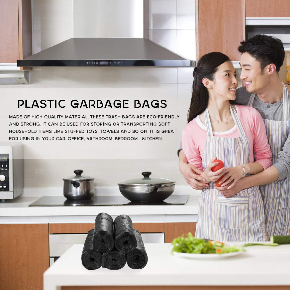 100pcs Heavy Duty Trash Bags for Kitchen & Outdoor Use