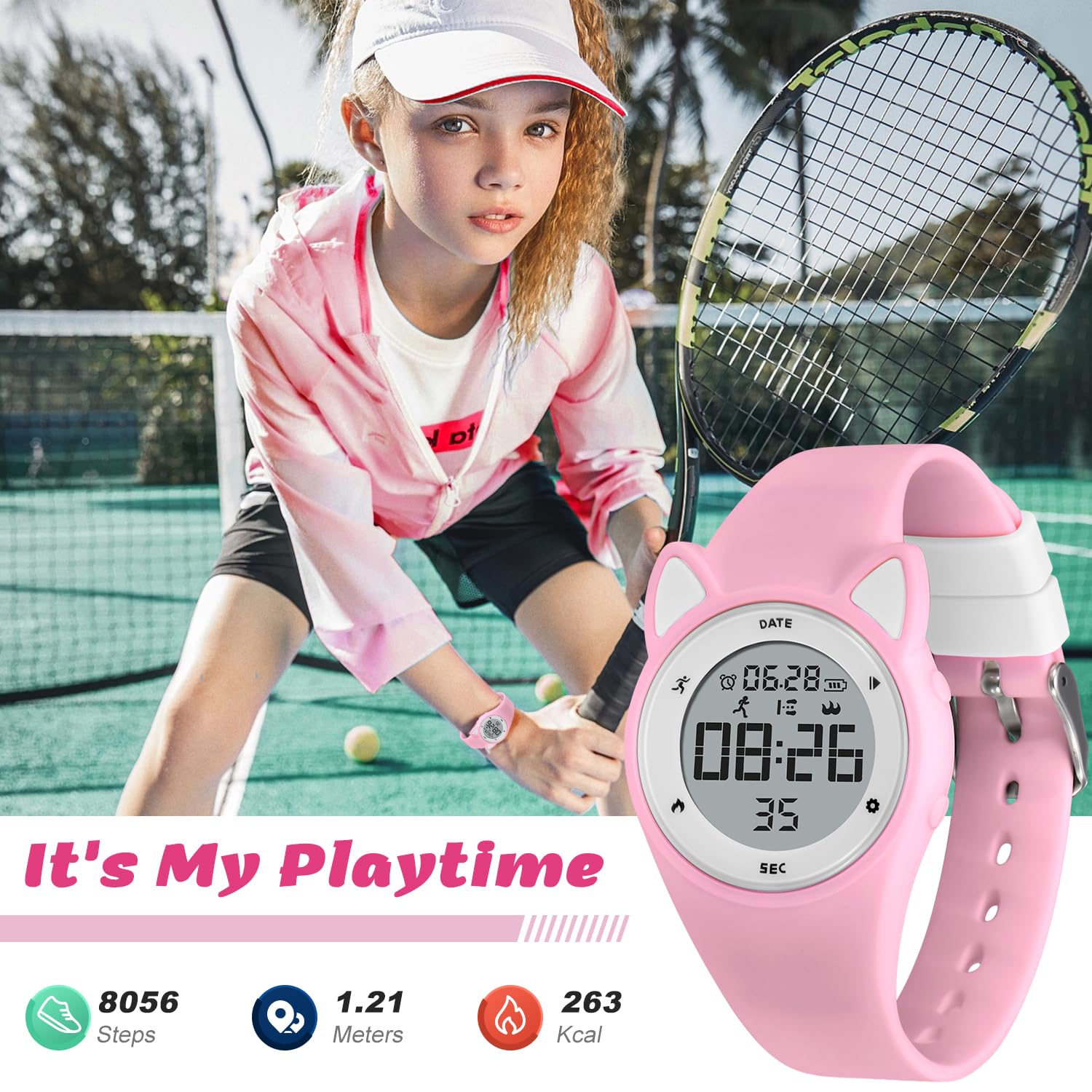 Kids Digital Sports Watch with Fitness Tracker - Waterproof Smart Watch for Girls & Boys Ages 5-14 - Pedometer, Alarm, Stopwatch (No App Needed) - Perfect Gift for Active Teens - Ideal for School, Sports & Outdoor Activities