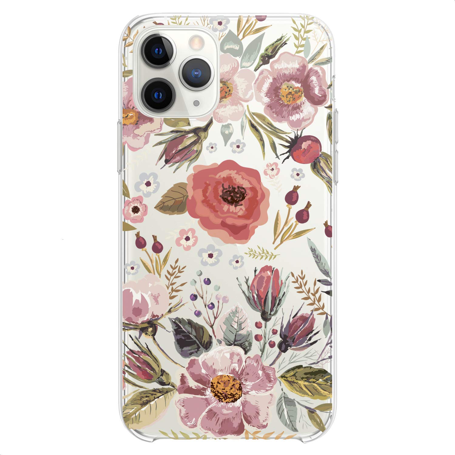 Premium Floral TPU Phone Case for iPhone 16/15/14/13/12/11 Pro Max/Plus/Mini/XS/XR/X/8+/7/6/5/SE - Slim Clear Flexible Silicone Cover with Poppy Roses & Blossom Flower Design - Perfect for Everyday Protection & Style Enhancement