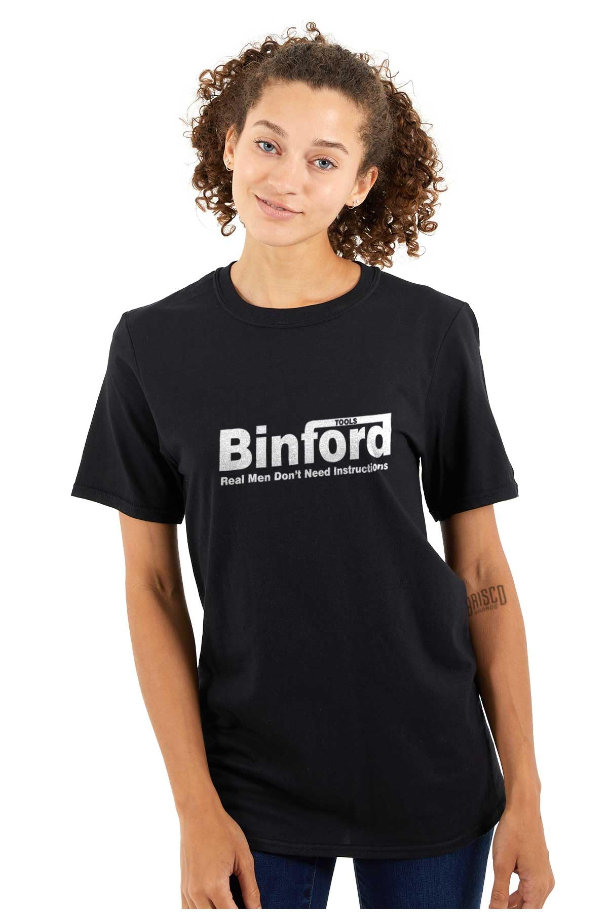 Binford Tools Real Men No Instruction Graphic T-Shirt for Men & Women - Funny Workwear & Casual Outfit for DIY Enthusiasts