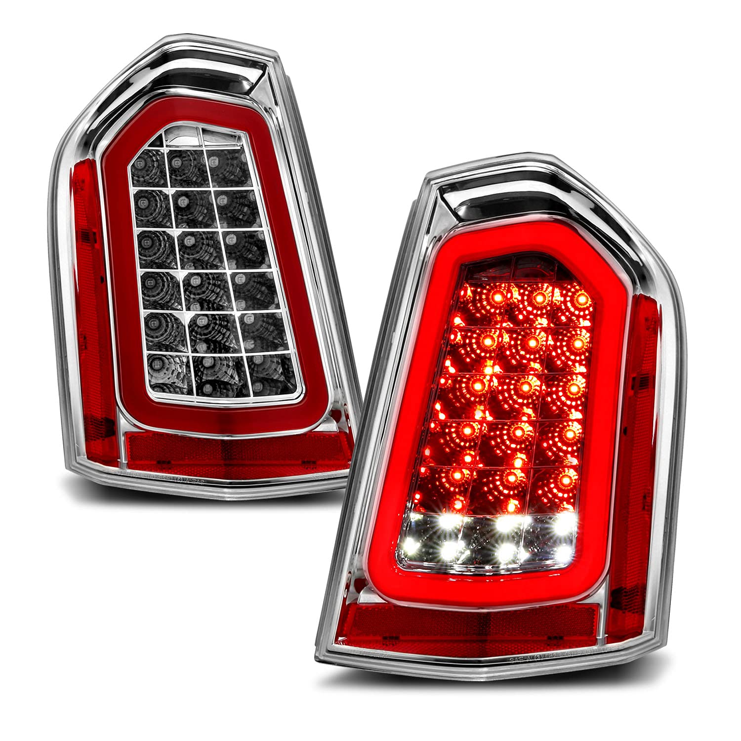 AmeriLite Chrome Full Intense LED Parking Light Bar - Brake & Reverse Tail Lights for 2011-2014 Chrysler 300 | Durable & Bright LED Lights for Night Driving & Enhanced Safety