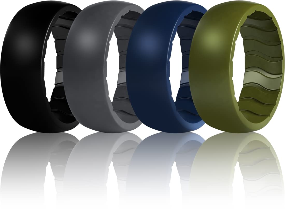 Dooke Breathable Men's Silicone Wedding Ring - Comfortable Rubber Band for Men in Black, Blue & Camo - Perfect for Gym, Workout, Swimming & Outdoor Activities