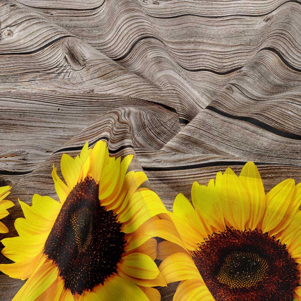 Rustic Sunflower Kitchen Curtains - Farmhouse Floral Window Treatment 27.5x39