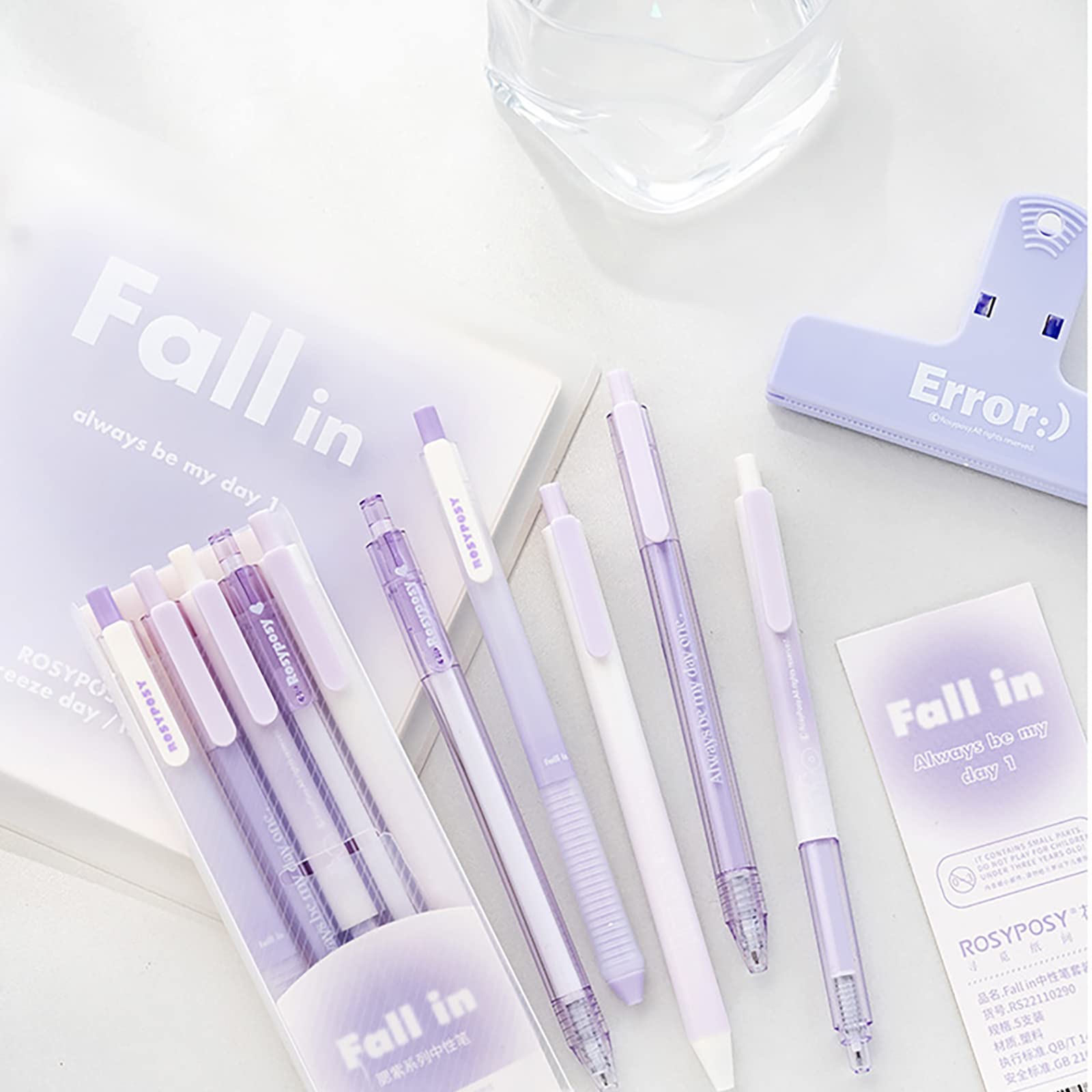 Doraking 5PCS Black Gel Ink Pens - 0.38mm/0.5mm Fine Point Smooth Writing Pens for Office, School, Art & Note Taking (Purple) - Perfect for Journaling, Sketching & Everyday Writing Tasks