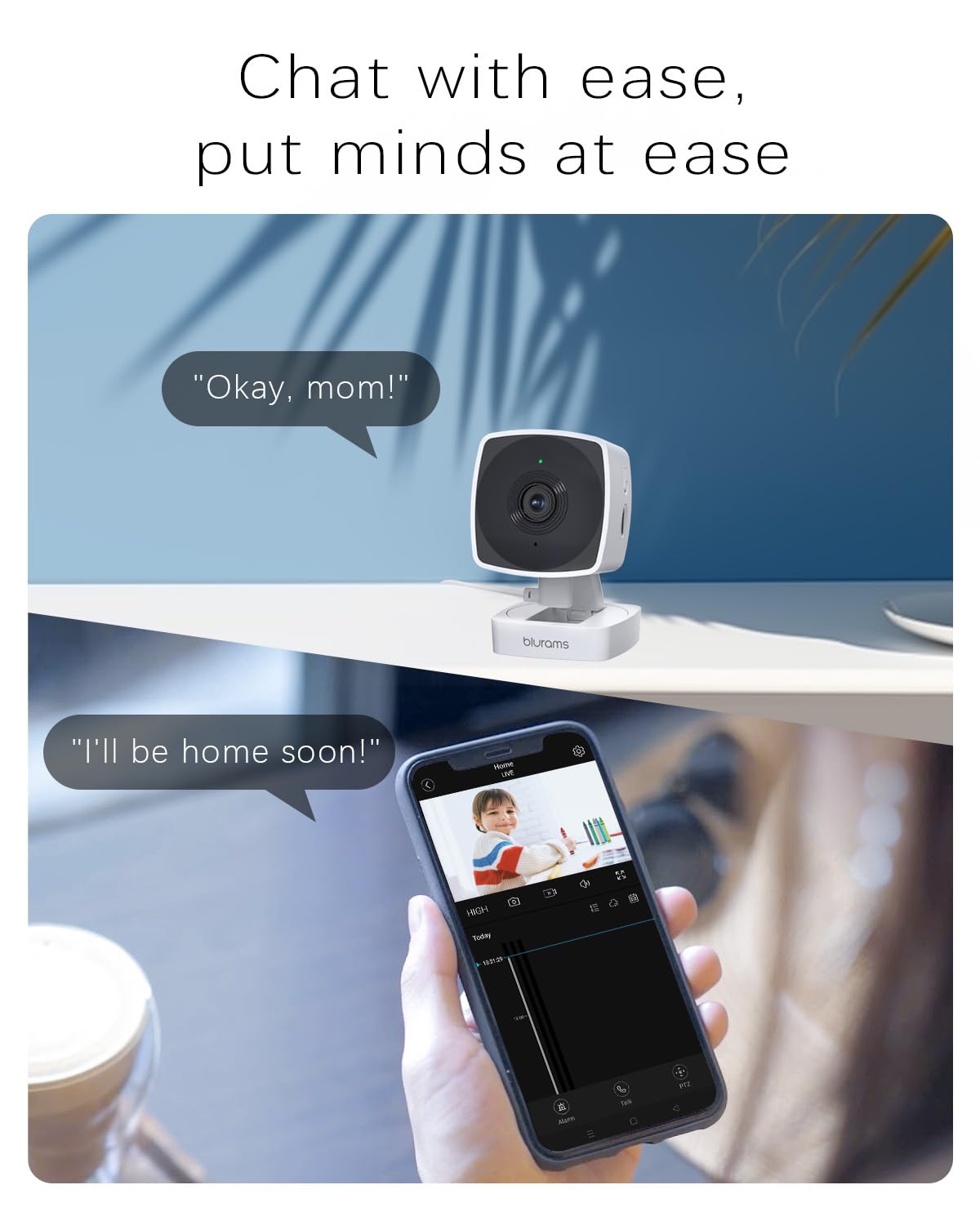 Blurams 2K Indoor Security Camera with Dual-Band WiFi (5GHz & 2.4GHz) - Pet/Baby Monitor, Night Vision, Motion/Sound Detection, 2-Way Talk, Cloud & SD Storage - Ideal for Home, Nursery & Pet Safety Monitoring