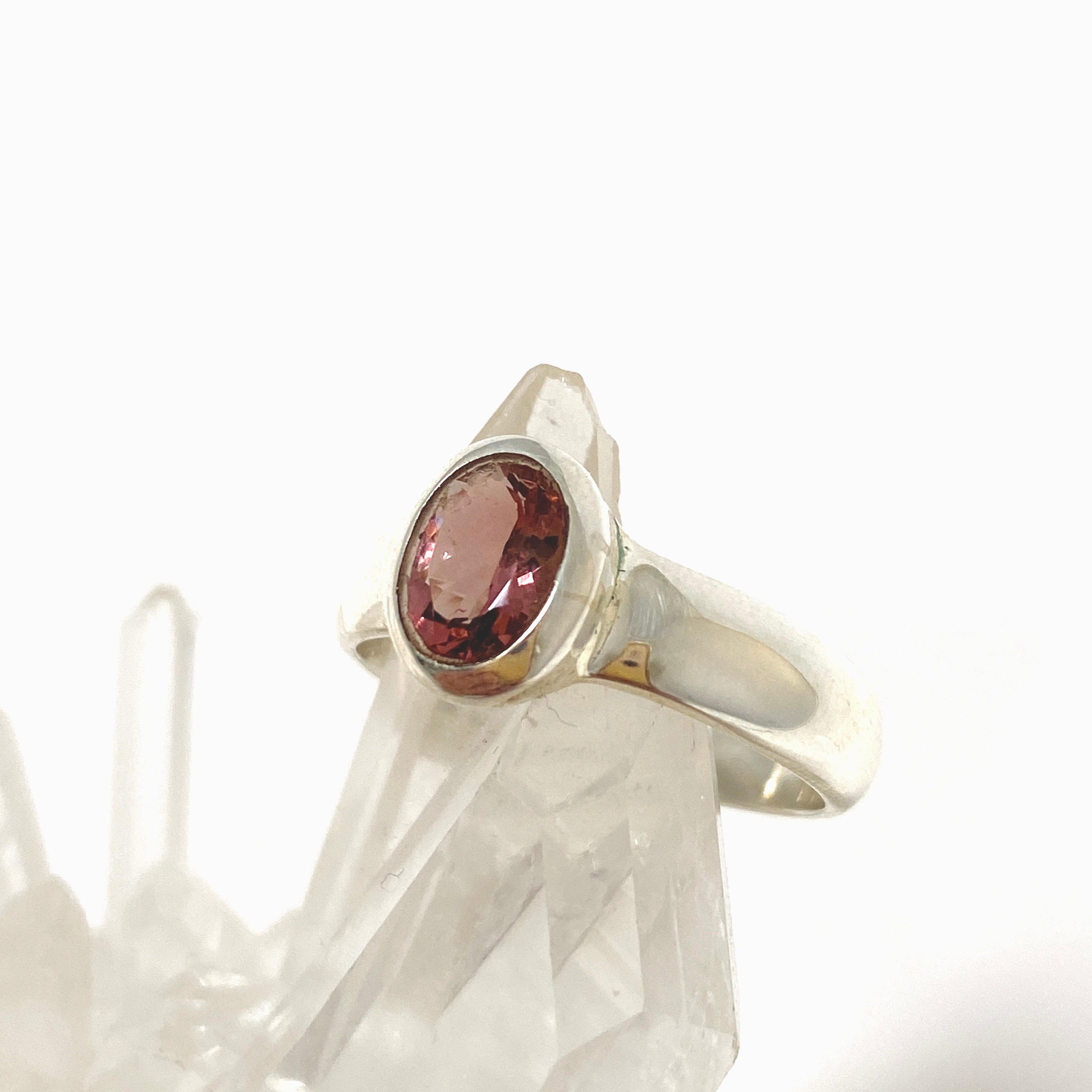 Pink Tourmaline Oval Faceted Ring Size 9 for Women - Elegant Gemstone Jewelry Gift for Birthday, Anniversary & Special Occasions