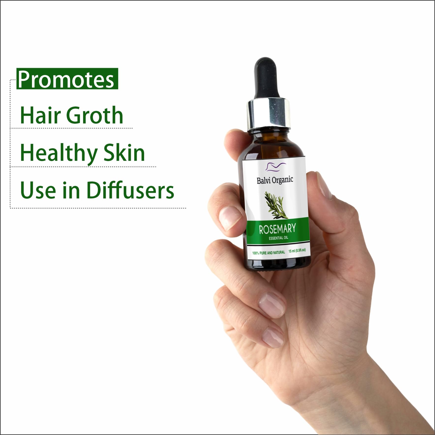 100% Pure & Natural Rosemary Essential Oil for Hair Growth & Hair Fall Control - Undiluted Rosemary Leaves Oil, 15ml (Pack of 2) - Promotes Healthy Scalp & Thicker Hair for Men & Women