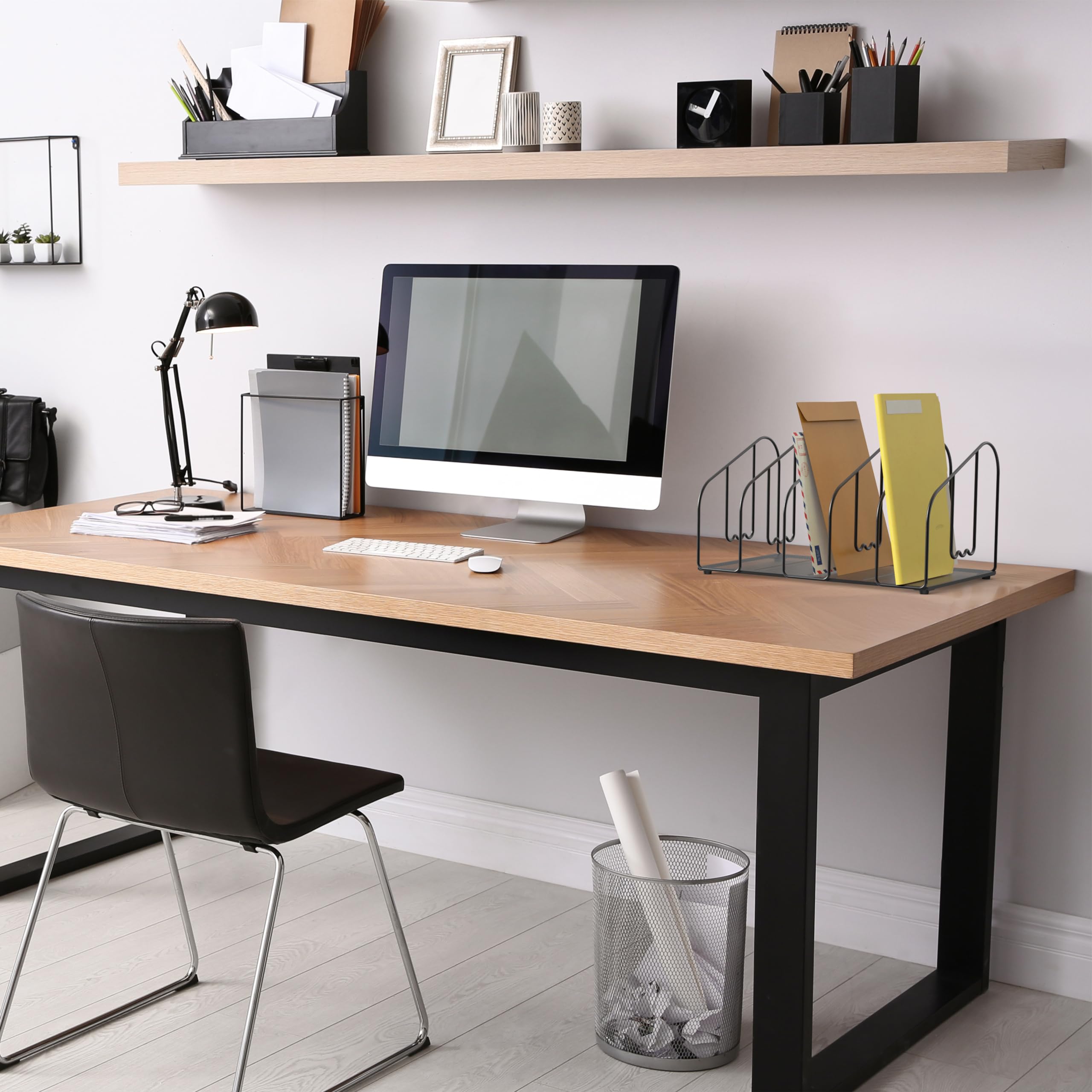 Deco Brothers 5-Section Black File Sorter Organizer for Desk - Perfect for Office, Home, and School Paper Organization