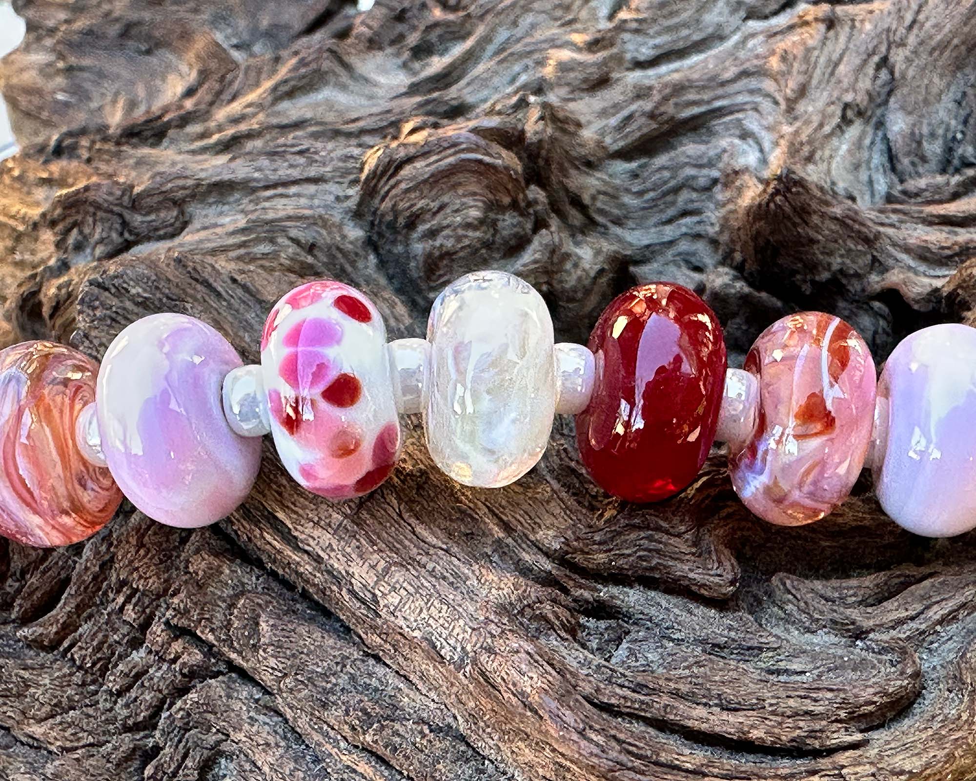 21pcs Valentine's Day Love Pink & Red Lampwork Glass Beads Set for Jewelry Making - DIY Bracelets, Necklaces, Gifts for Her