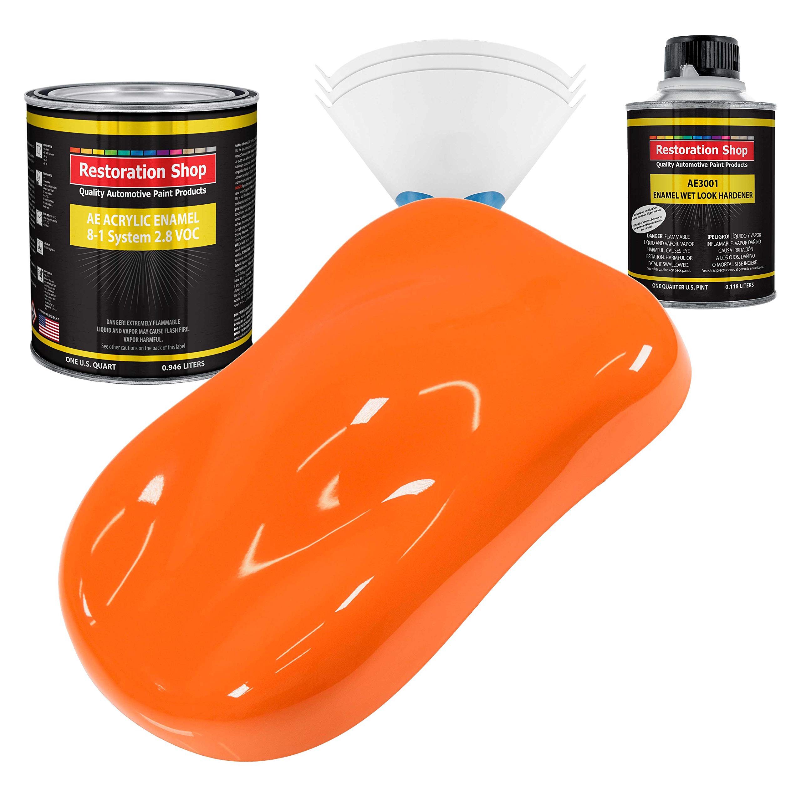 California Orange Acrylic Enamel Auto Paint Kit - Professional Single Stage High Gloss Finish for Cars, Trucks & Equipment - 8:1 Mix Ratio, Low VOC (2.8) - Complete Quart Restoration Paint Set | Perfect for Automotive Touch-Ups, Classic Car Restoration & DIY Vehicle Projects