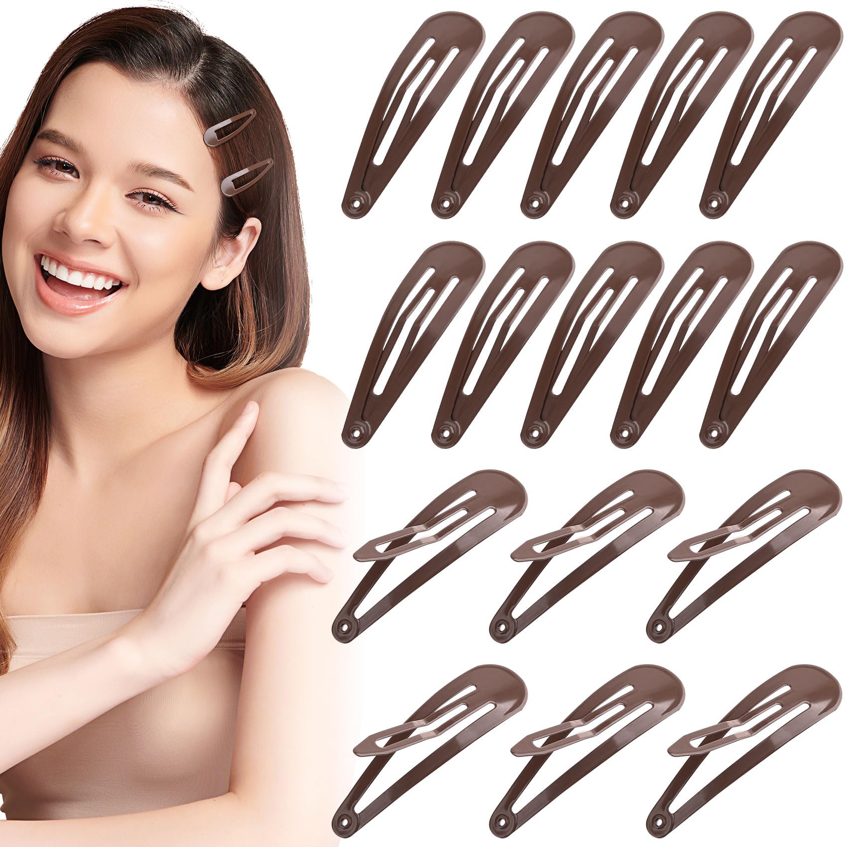 PAGOW 16Pcs Brown Snap Hair Clips for Women - 2